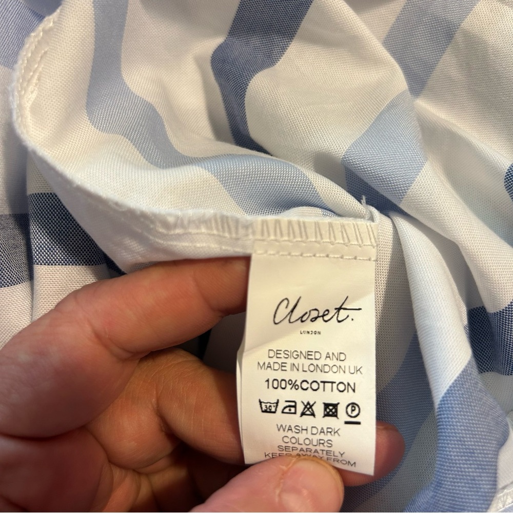 100% Cotton Closet London Blue and White Striped Midi Dress - Picture 7 of 8